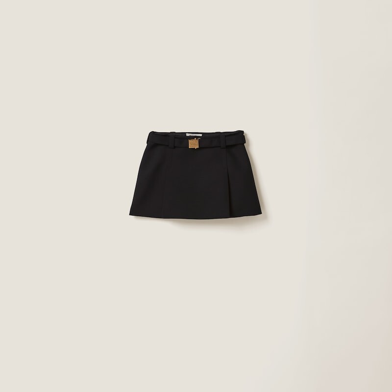 

Короткая юбка из зернистой ткани Miu Miu, черный