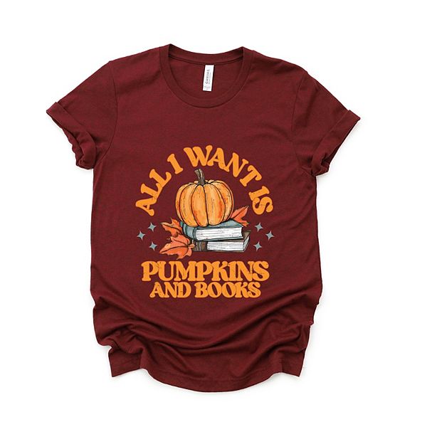 

Футболка с принтом All i want is pumpkins and books Simply Sage Market, Maroon, Зеленый, Футболка с принтом All i want is pumpkins and books Simply Sage Market, Maroon