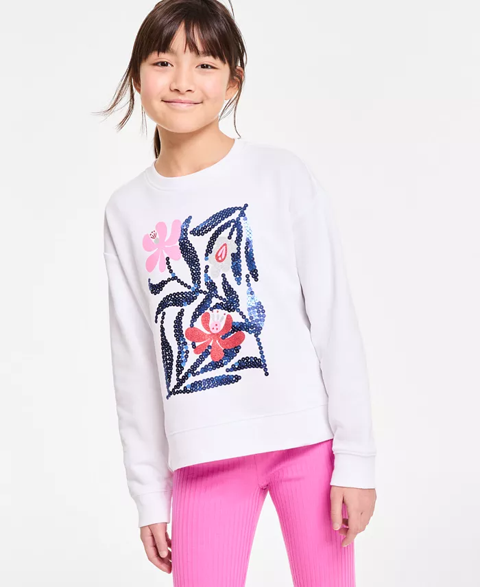 

Толстовка Girls Sequined Floral Sweatshirt Epic Threads, белый