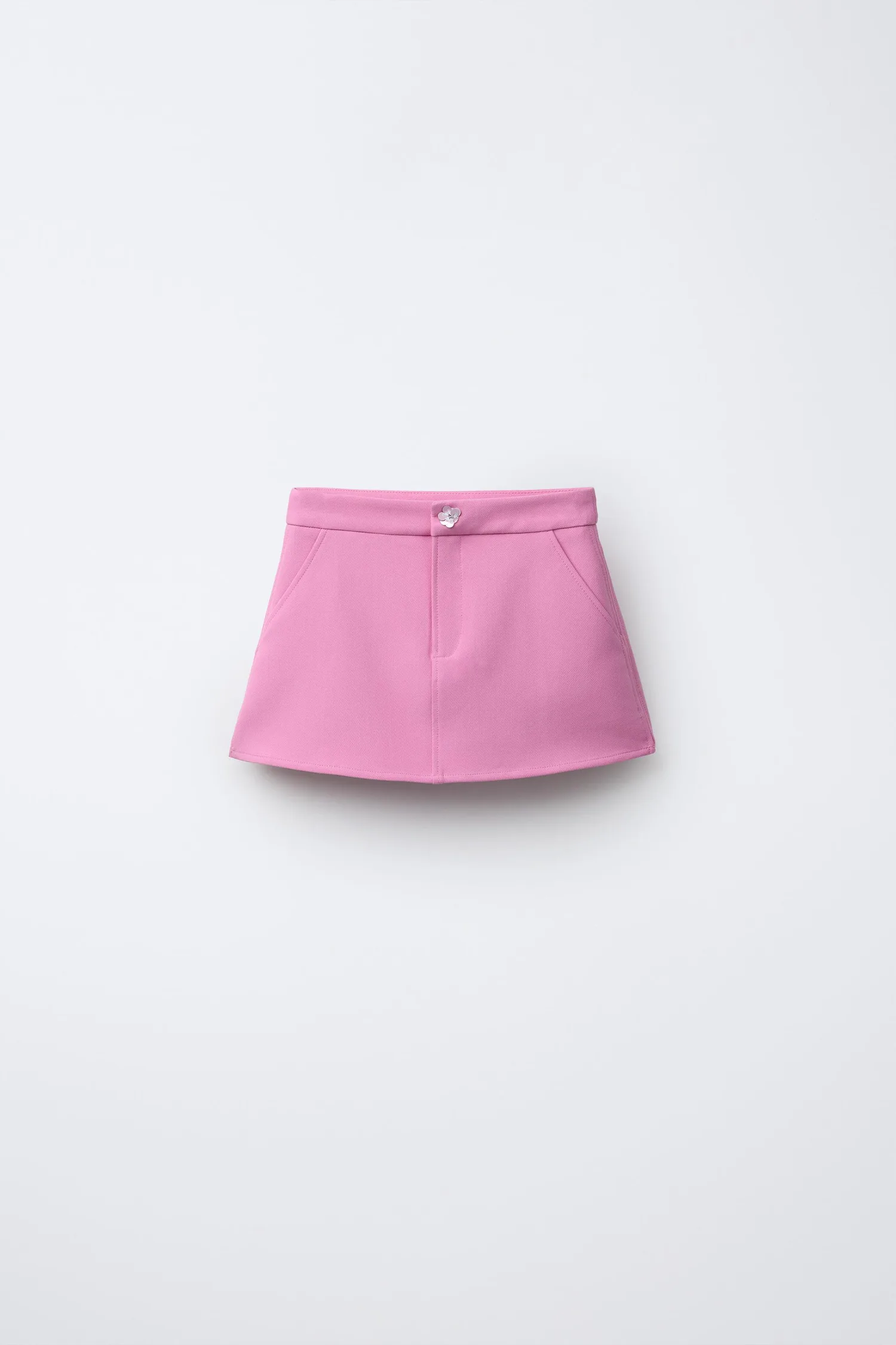 Юбка с пуговицами, украшенными стразами Zara, розовый