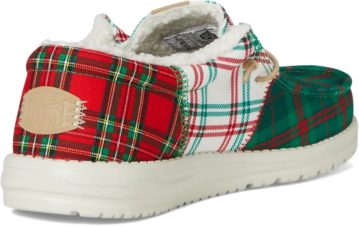 Hey Dude Mens Wally Tri Tartan Plaid HEYDUDE, зеленый/белый/красный — фото 3