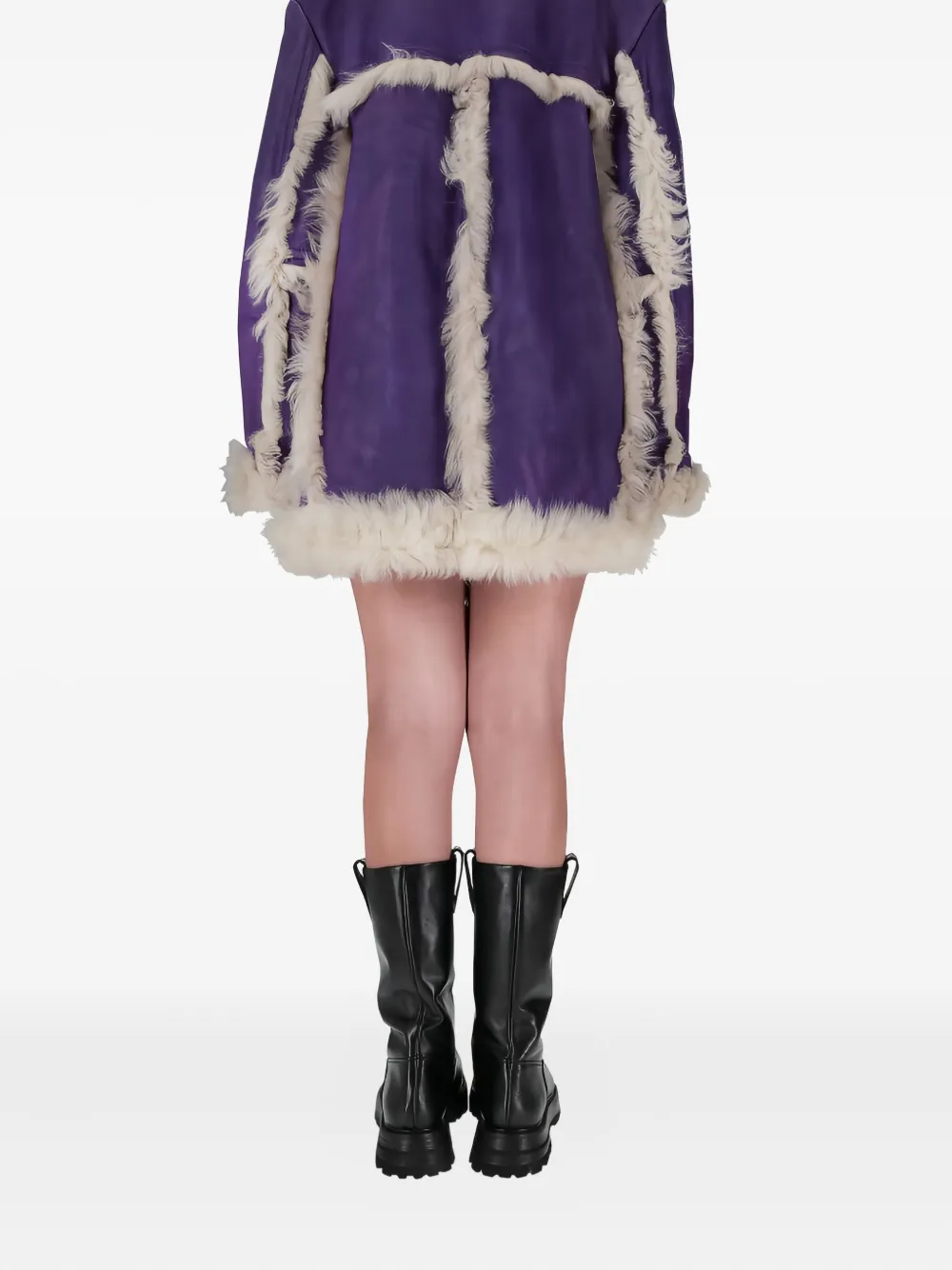 Пальто с меховым воротником Prada, фиолетовый — фото 3