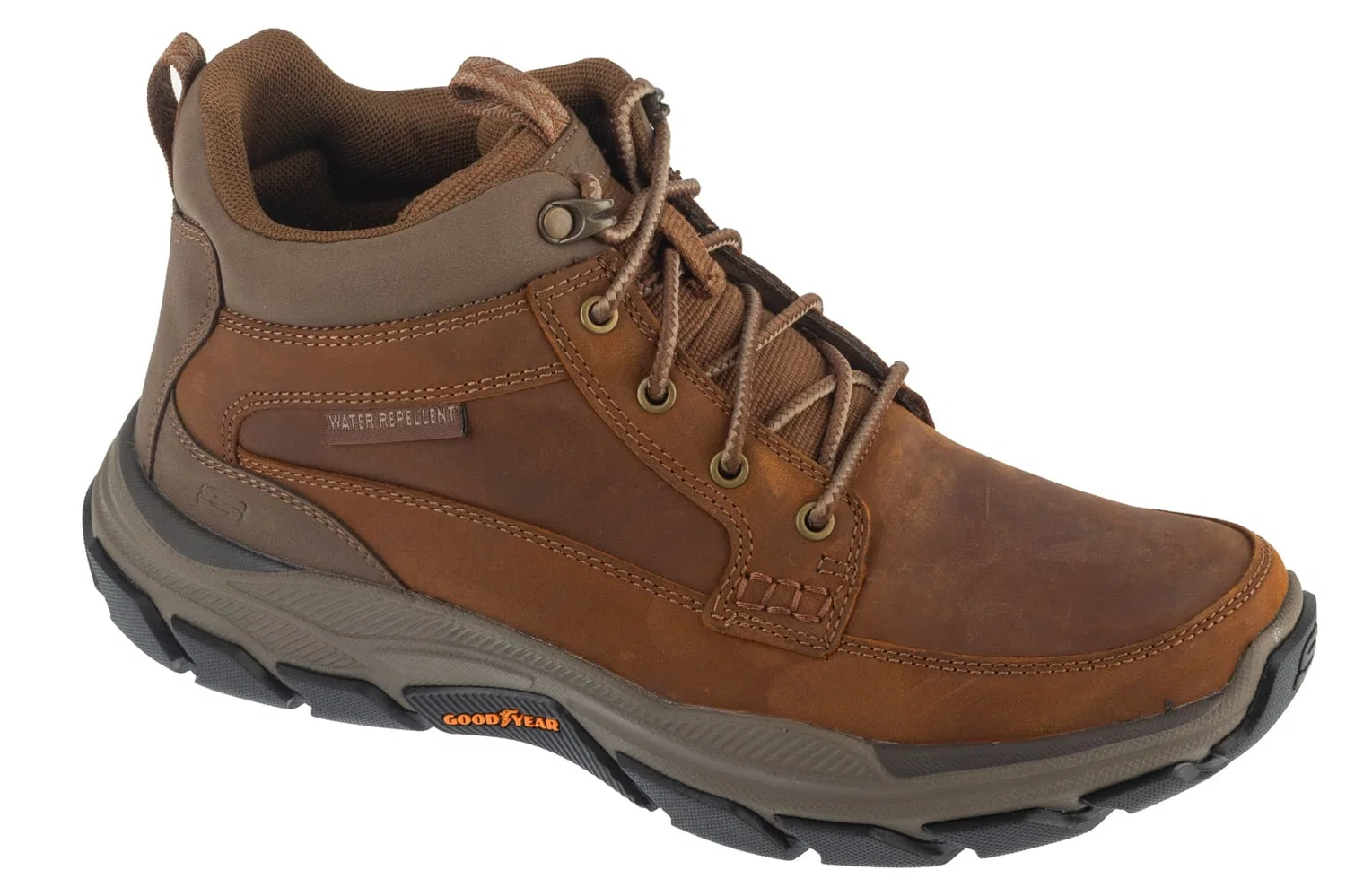 Ботинки из кожи с брендом Skechers, коричневый