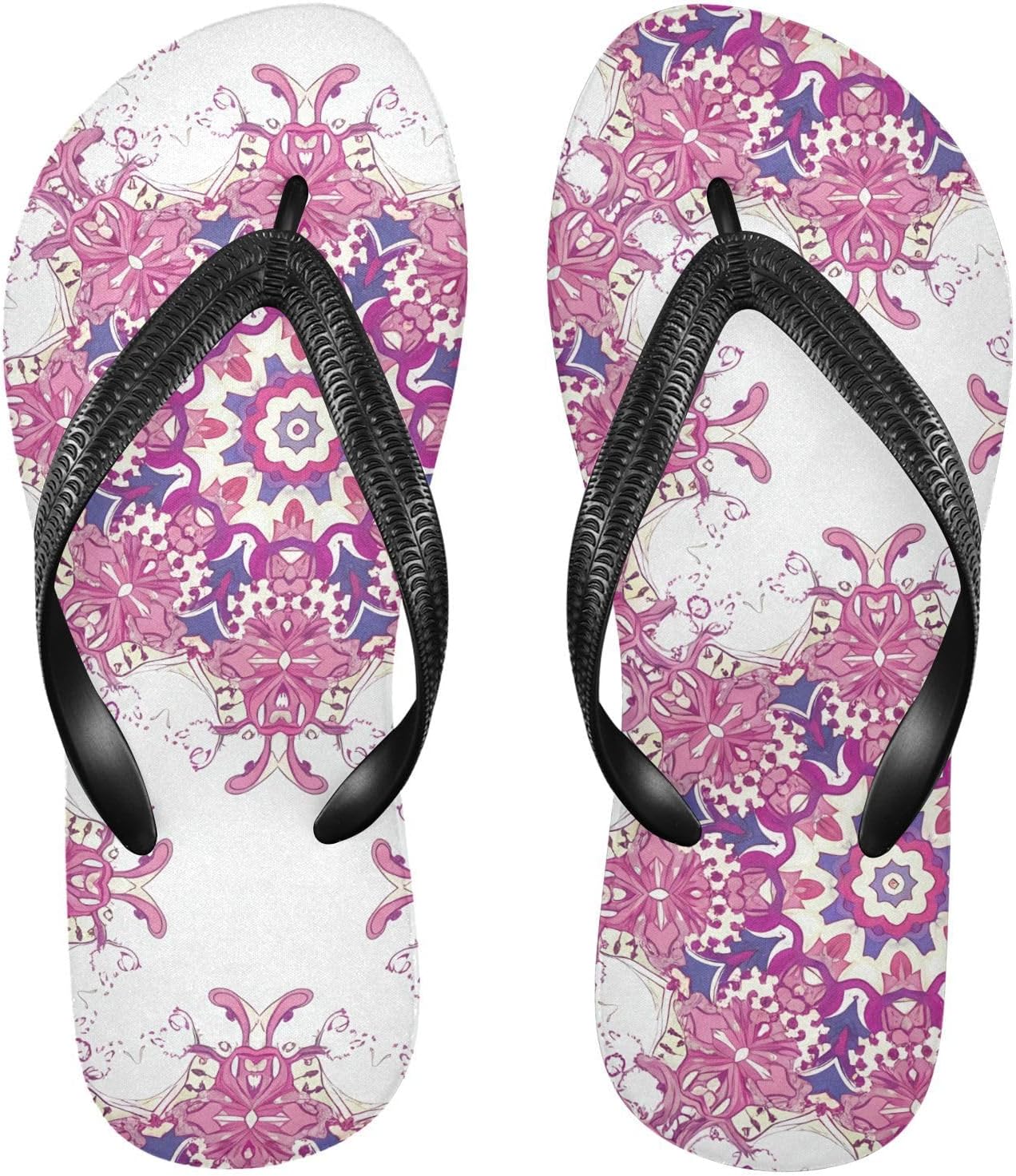 

Фиолетовые шлепанцы с цветочным рисунком мандалы, пляжные сандалии-вьетнамки, резинескользящие летние тапочки для мужчин и женщин Sinestour