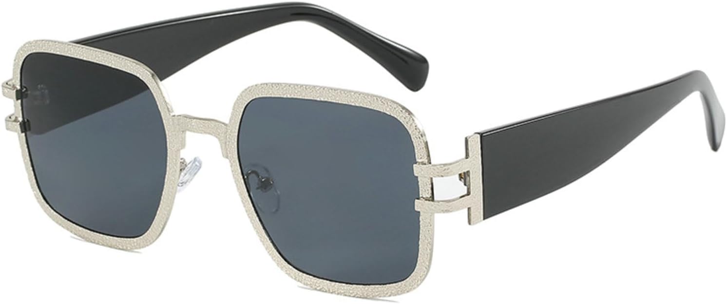 

Модные солнцезащитные очки большого размера в квадратной металлической оправе для женщин и мужчин, с плоскими зеркальными линзами и защитой от УФ-излучения. Стильные солнцезащитные очки mincl, Silver Gray