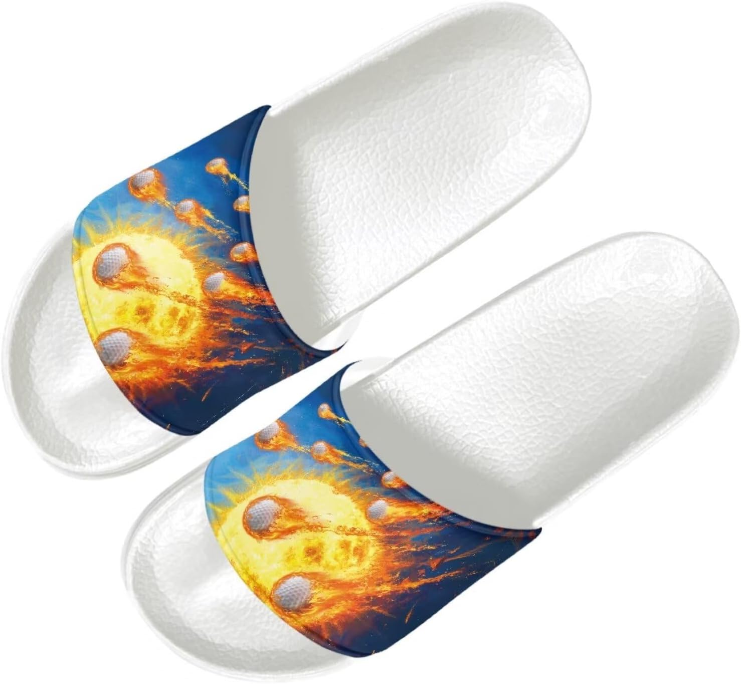 

Летние тапочки Quxjehoe для мужчин, нескользящие, для ванной и душа, домашние, для улицы, сада и пляжа, размеры US 6-13.5, Flaming Golf