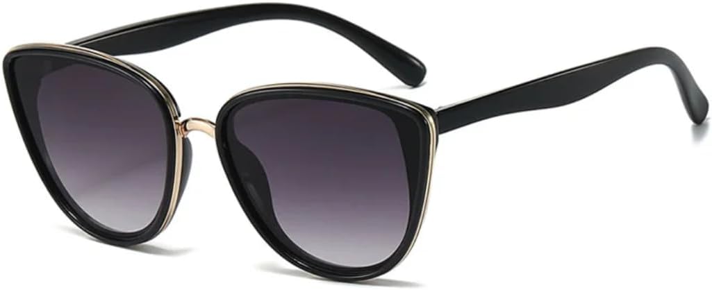 

Винтажные солнцезащитные очки «кошачий глаз» для женщин с защитой от УФ-излучения UV400 и зеркальным покрытием, популярный, модный и роскошный стиль TYUVIVO, Black-gray