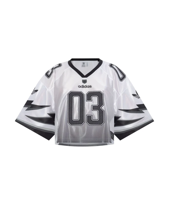 

Футболка с V-образным вырезом и черными деталями. Adidas, белый