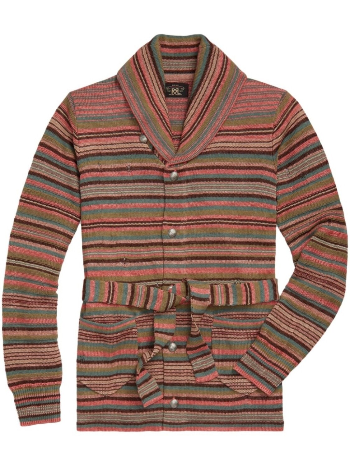 

Ralph Lauren RRL кардиган Lydia в полоску с поясом, розовый