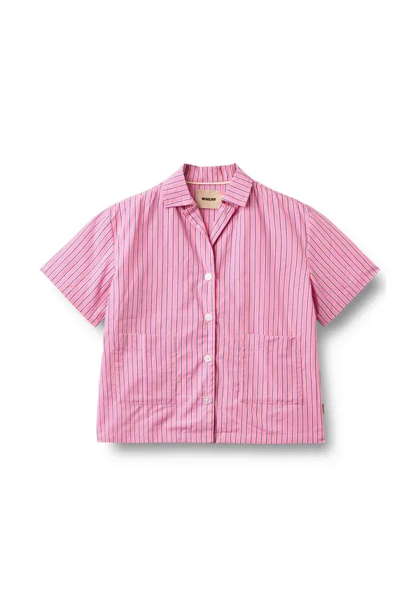 Блуза Vilma button down blouse, цвет пшеничный с розовой полоской