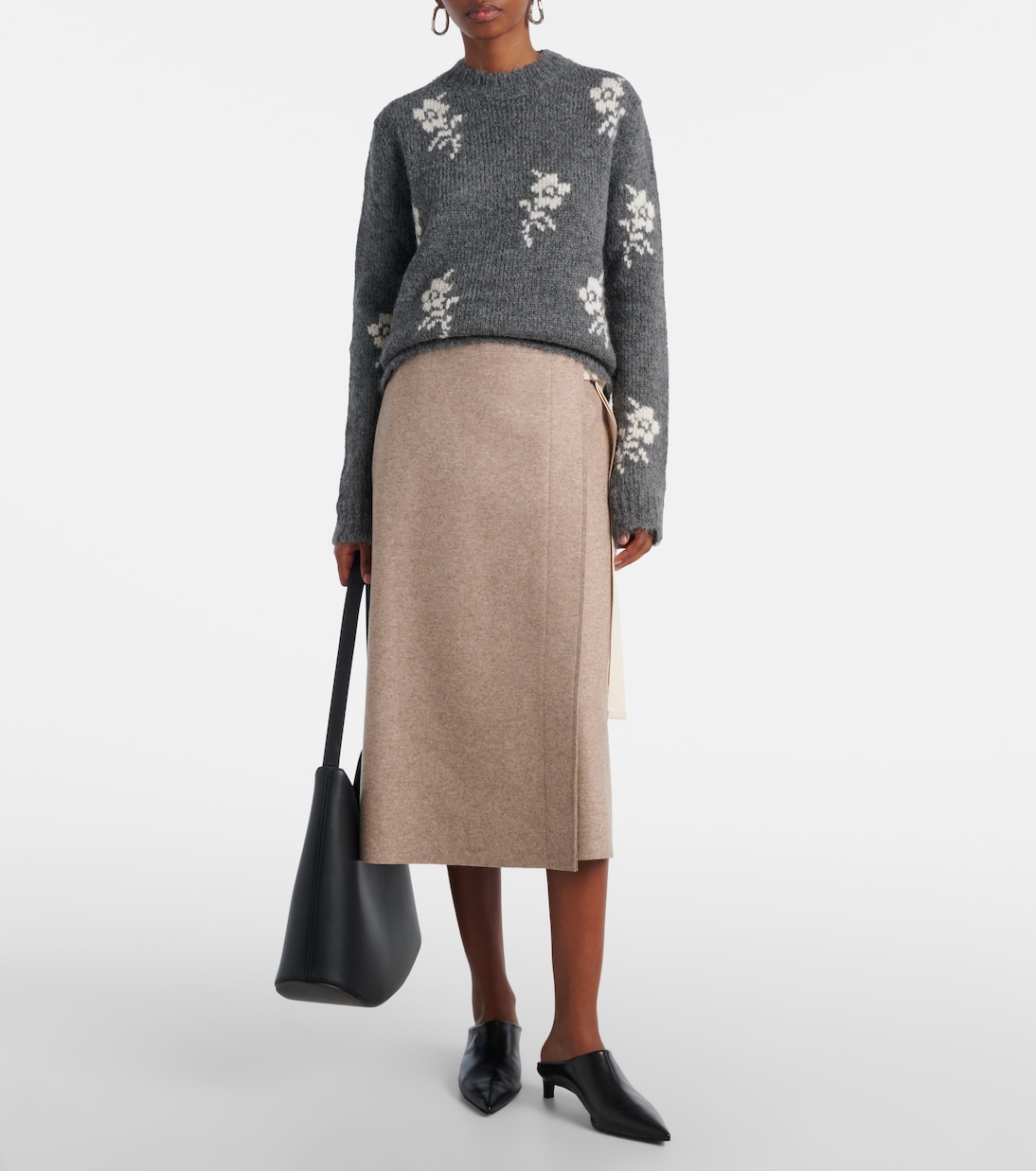 Свитер из смеси шерсти и альпаки в технике интарсия Jil Sander, Moonless Night — фото 2
