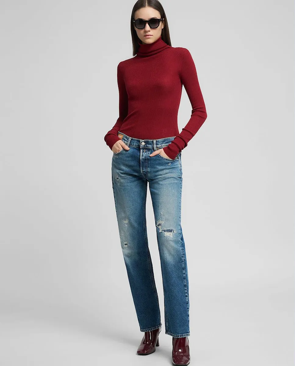 

Дамской свитер с длинными рукавами и высоким воротником Replay, гранатовый