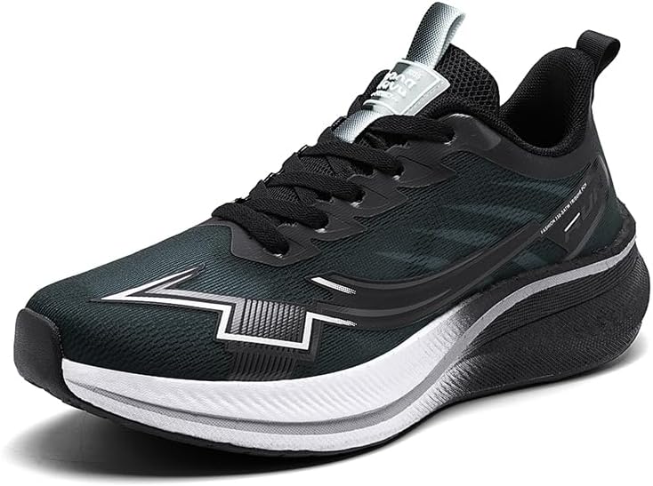 

Мужские кроссовки с круглым носком, сетчатые, дышащие, на шнуровке, повседневные спортивные, низкие, с толстой подошвой, легкие и нескользящие, подходят для ежедневной носки, путешествий и прогулок Igzbibg, черный