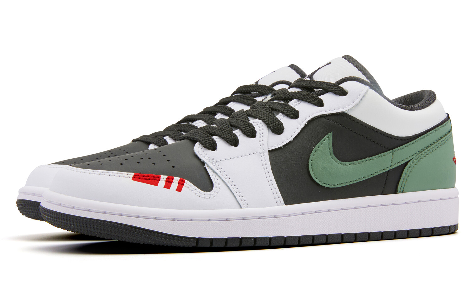 Кроссовки Air Jordan 1 Vintage Basketball Shoes Men Low-top White/Green/Black, зеленый
