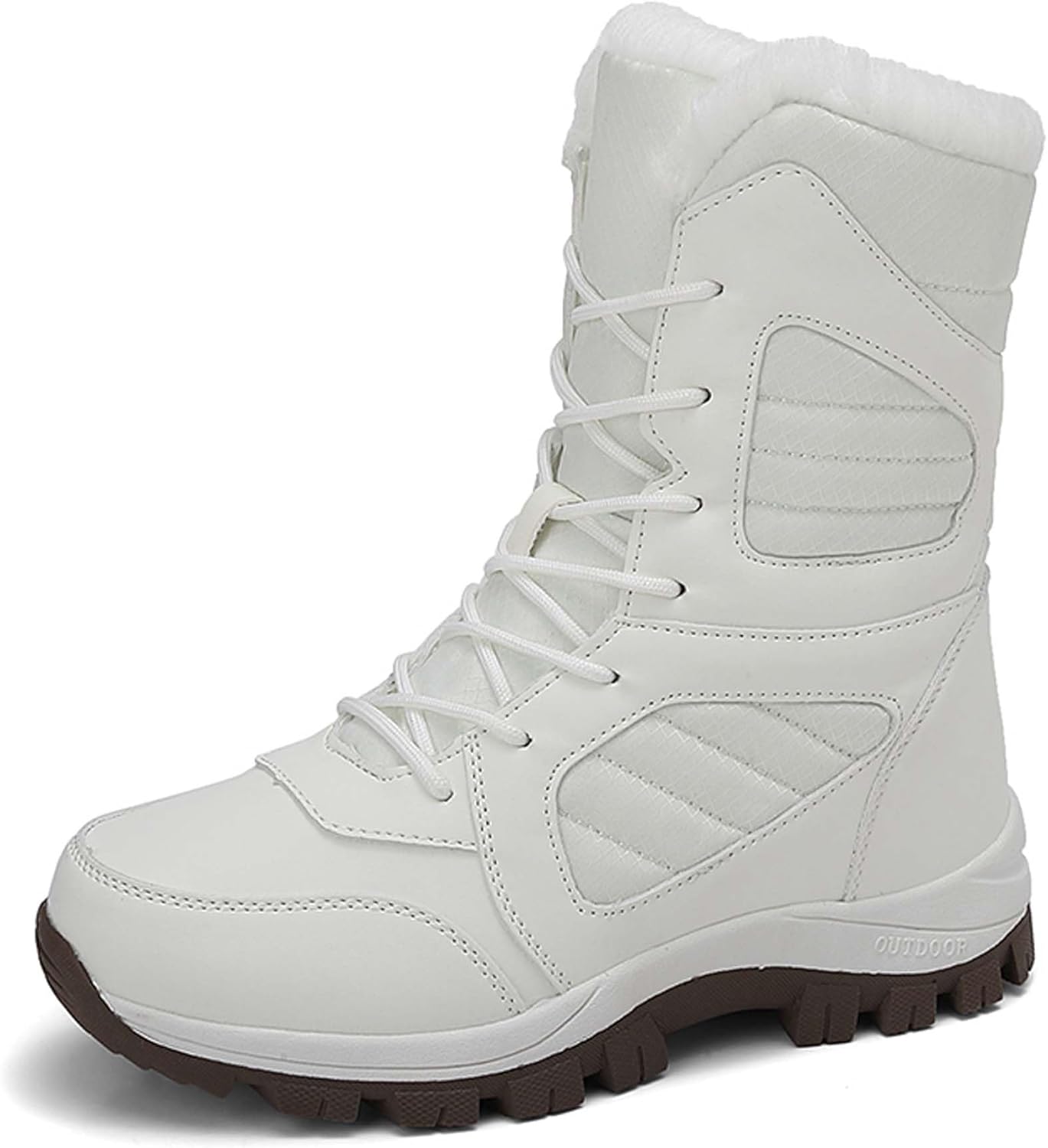 

Мужские и женские зимние сапоги с модным дизайном, теплые туристические ботинки на высоком голенище с плюшевой подкладкой, противоскользящие снежные спортивные обувь, устойчивые к холодной погоде для работы и прогулок на улице Generic, белый