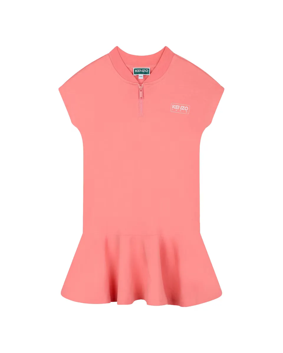 

Хлопковое платье для девочки с логотипом на спине Kenzo Kids, розовый