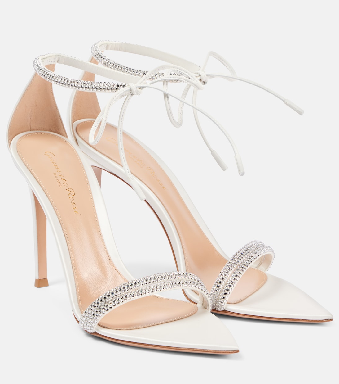 Свадебные босоножки Montecarlo 105 с декором Gianvito Rossi, White+White+White