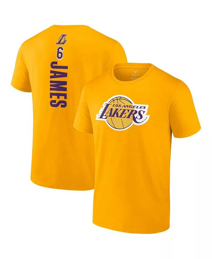 

Мужская футболка с именем и номером плеймейкера LeBron James Gold Los Angeles Lakers Fanatics