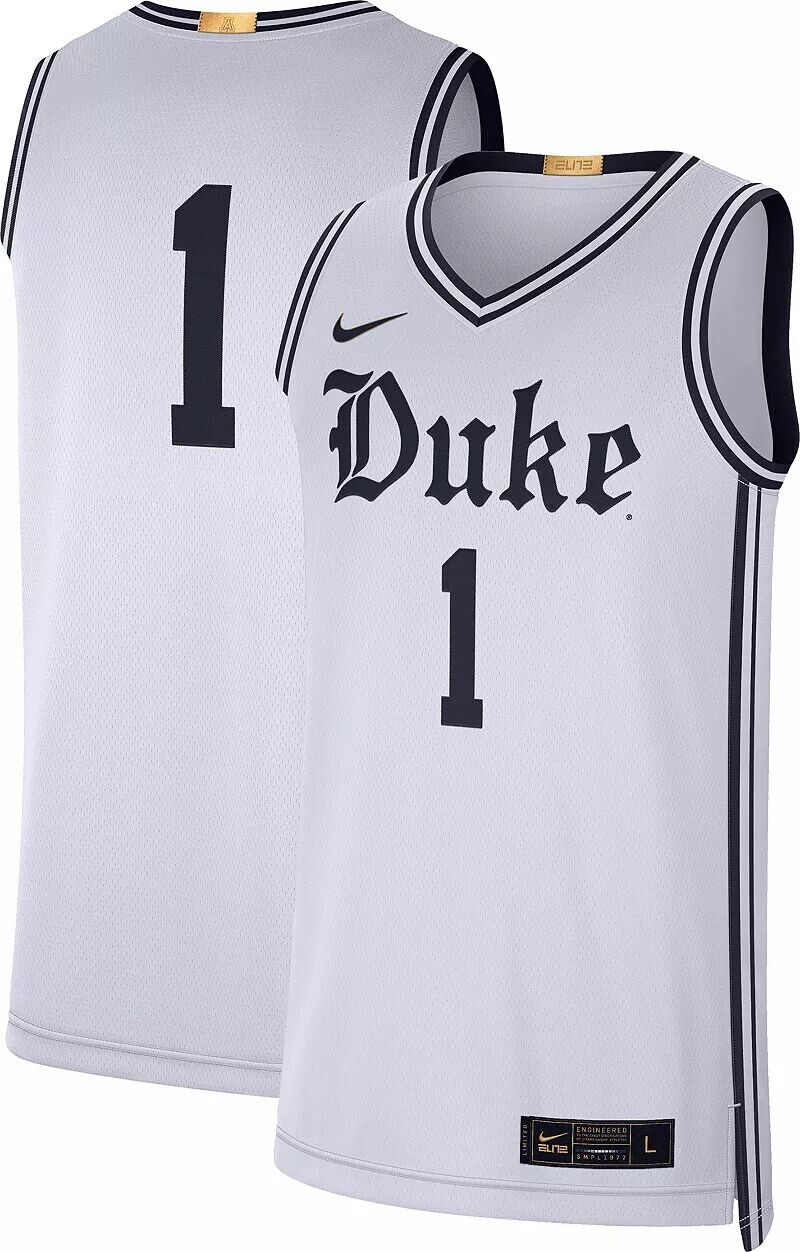 

Мужская баскетбольная майка Nike Duke Blue Devils #1 белого цвета Dri-FIT Limited для альтернативного домашнего использования