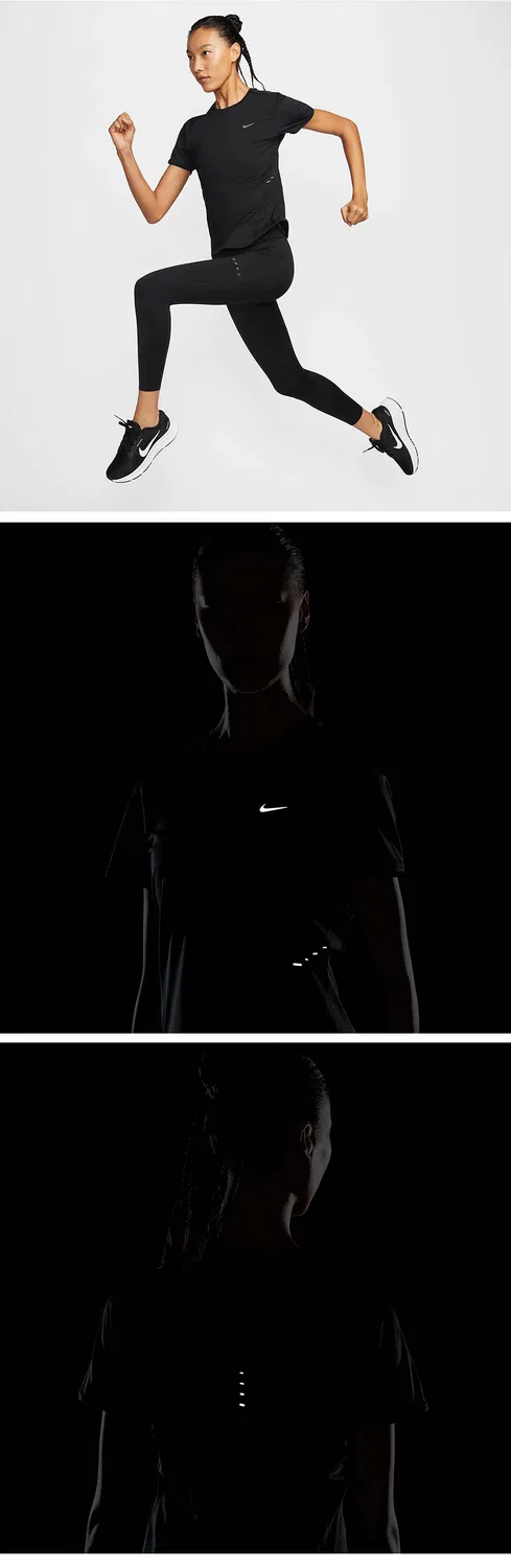 Женский беговой топ Swift Dri-FIT с коротким рукавом чёрный от Nike — фото 4