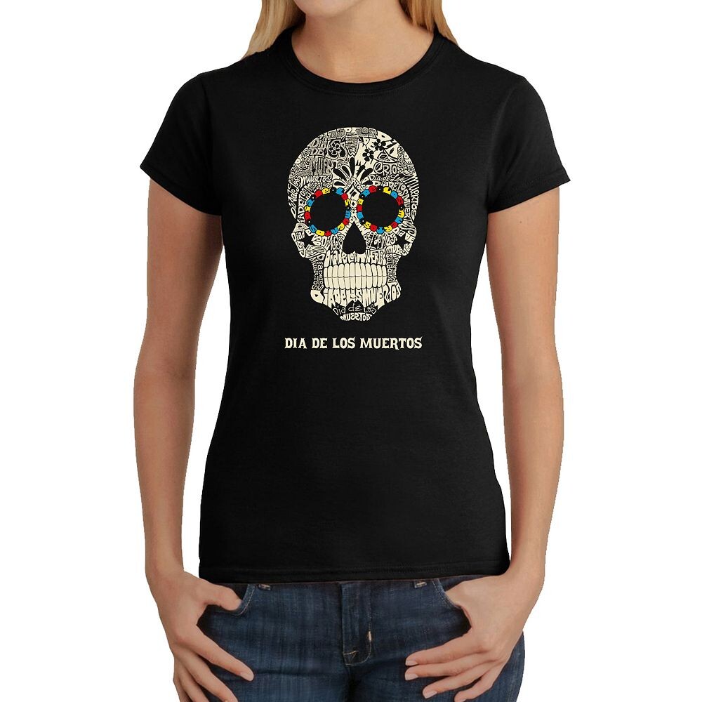 

Dia De Los Muertos - женская футболка с рисунком Word Art LA Pop Art, черный