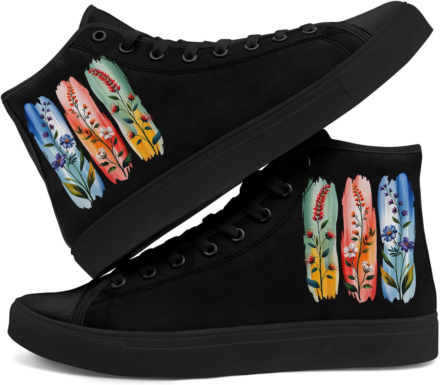 

Женские высокие кеды из холщовой ткани AWSOLE Sunflower с цветочным принтом, шнуровкой, плоской подошвой, дышащие повседневные прогулочные кроссовки, черный/синий/зеленый/оранжевый/розовый