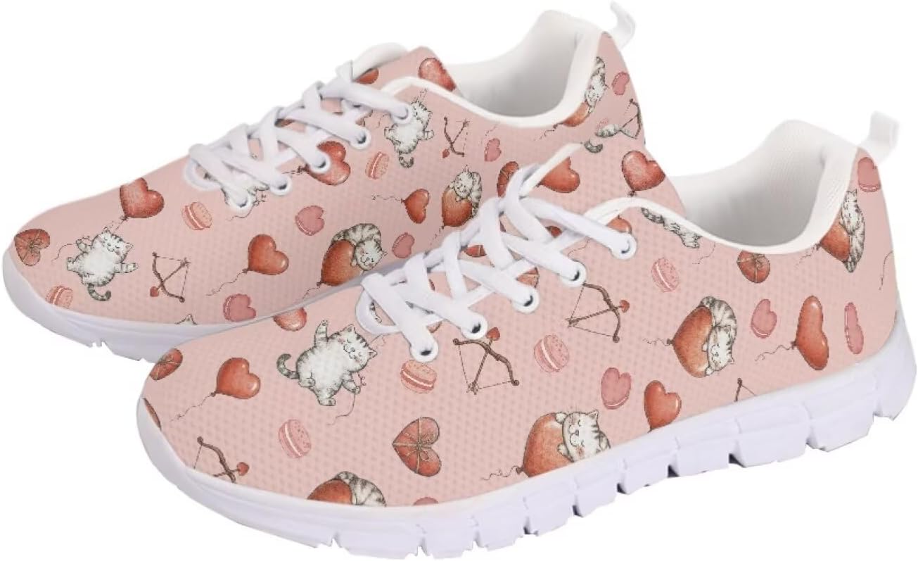 

Кроссовки GETELINSENG Унисекс для бега, легкая спортивная обувь с сеткой, шнуровкой, для тенниса и прогулок, Cat Heart Arrow