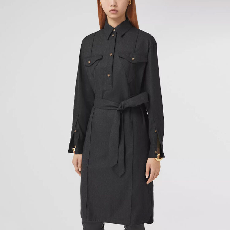 Платье Burberry, женское, длинные рукава, черный — фото 3