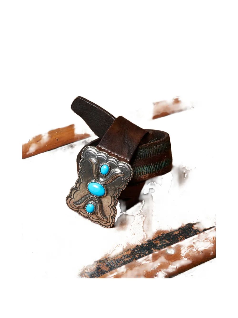 

Кожаный ремень Tabatha с бирюзовым камнем Fortela, коричневый