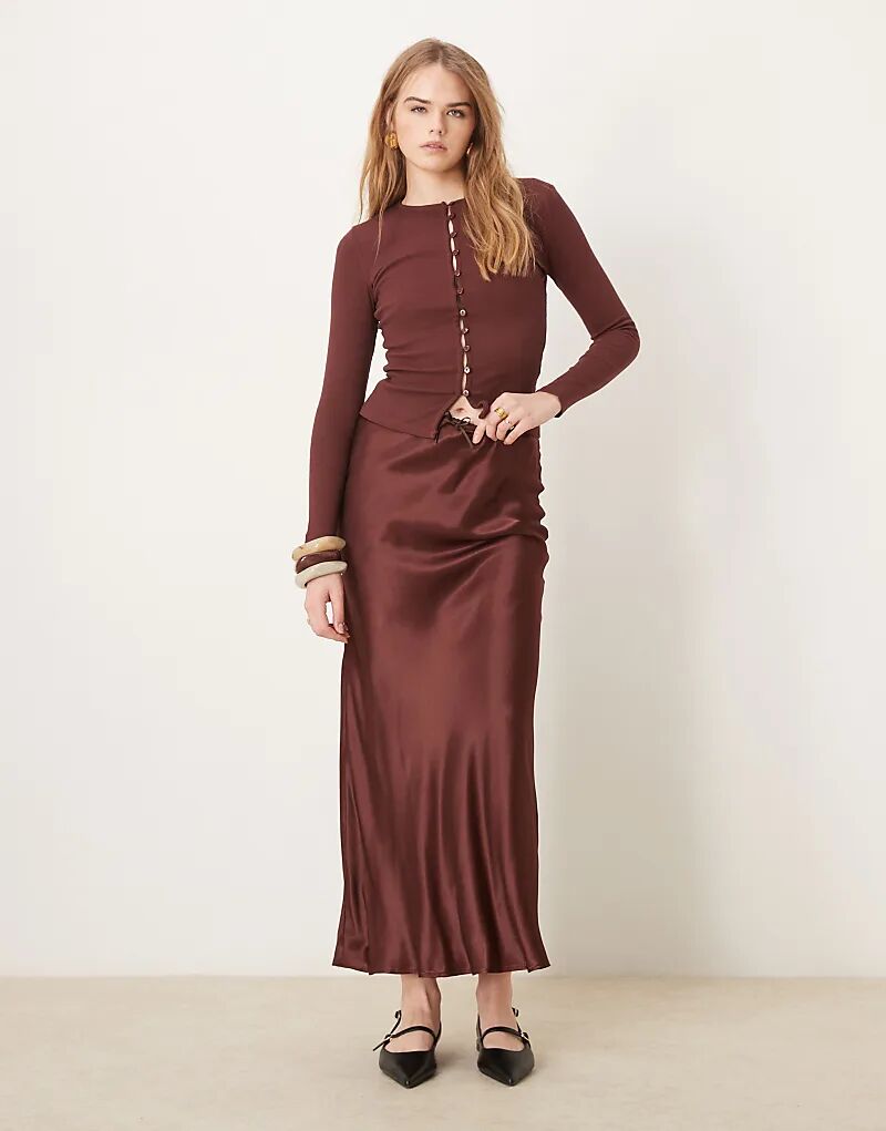

Мини-кардиган в рубчик шоколадного цвета ASOS DESIGN
