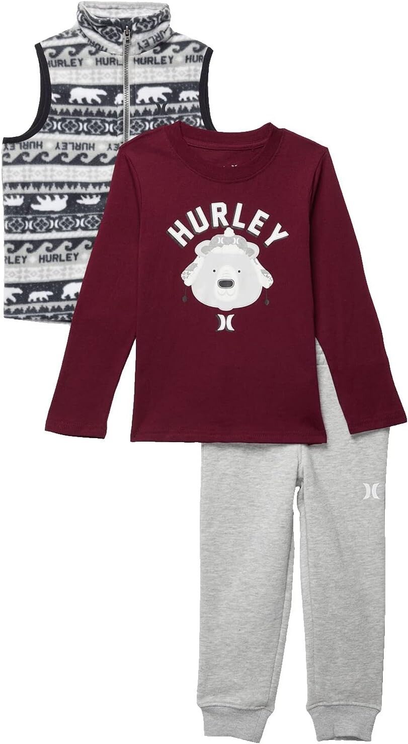 

Детский набор Hurley All Over Print Polar Fleece Vest Three-Piece Set, цвет Anthracite