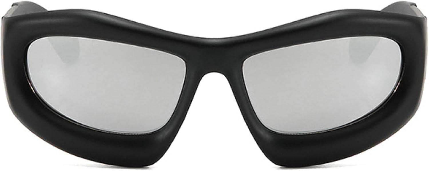 

Модные солнцезащитные очки с синими зеркальными линзами в стиле Y2K для женщин, винтажные большие солнцезащитные очки «кошачий глаз» для мужчин, хип-хоп панк очки, женские солнцезащитные очки mincl, Black&silver