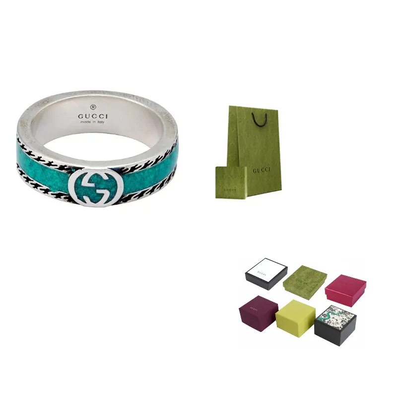 

Кольцо из стерлингового серебра 925 пробы Unisex Silver GUCCI, зеленый