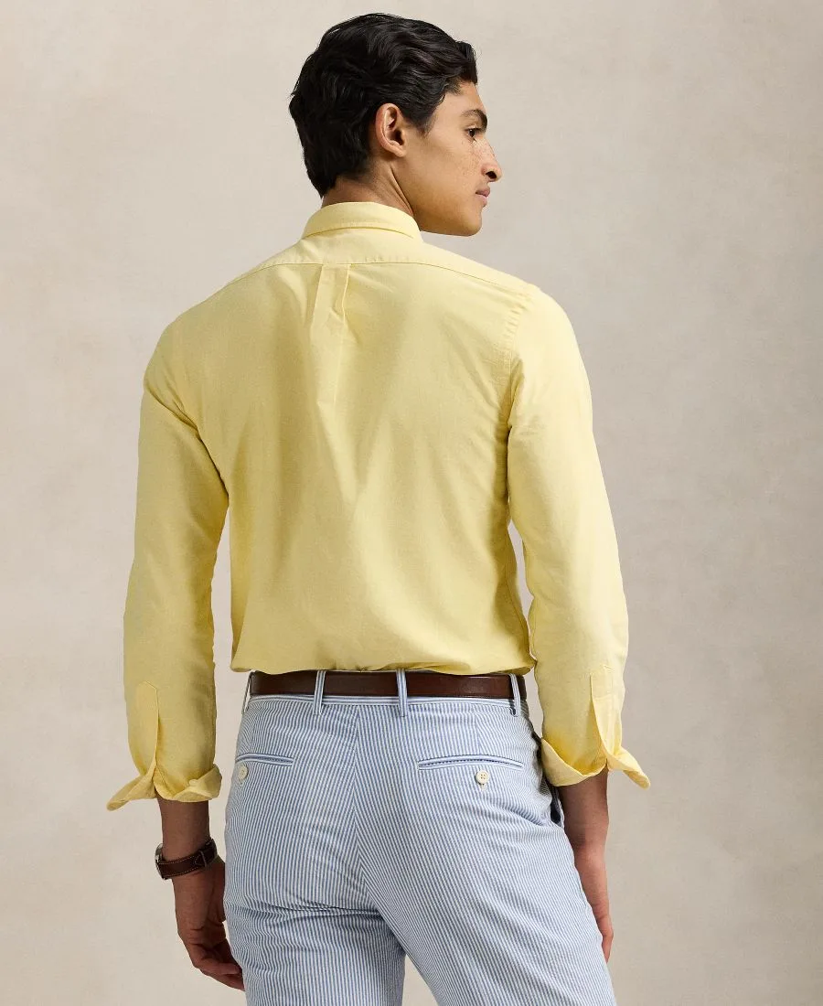 Мужская рубашка Оксфорд с длинными рукавами Polo Ralph Lauren, желтый — фото 4