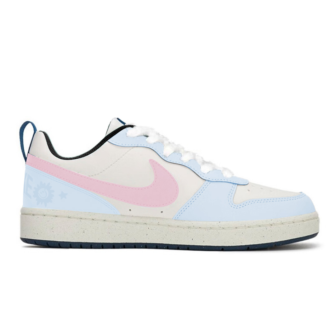 Nike Court Borough Sea Salt Peach нескользящие устойчивые к истиранию низкие кроссовки для скейтбординга Blue Pink детские — фото 3