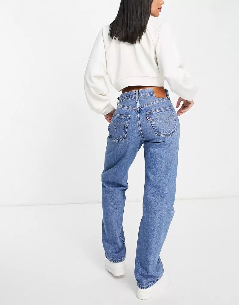 Синие джинсы Levi's 501 в стиле 90-х годов средней потертости — фото 2