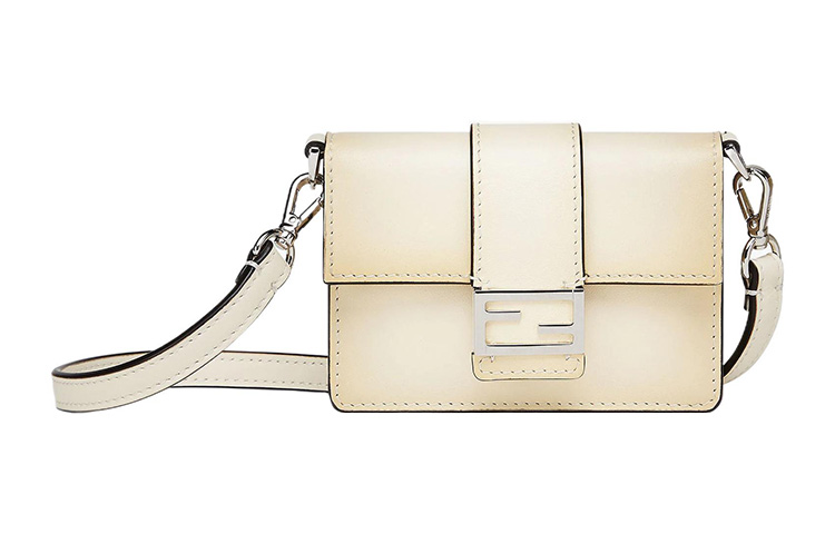 FENDI Сумка-мешочек из телячьей кожи на шнурке Сумка сумка-багет Ручная сумка через плечо Мужская наплечная сумка белого цвета