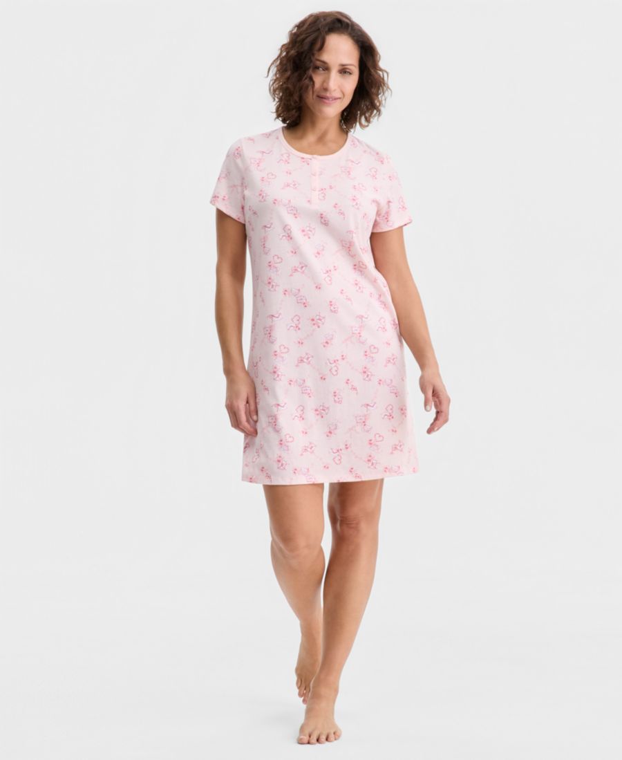 

Женская хлопковая ночная рубашка-поло с принтом, размеры XS-3X Charter Club, Vday Dream