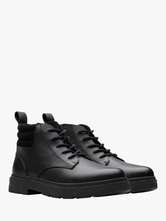 Ботинки детские Clarks Lorcam Trail кожаные на шнуровке черные — фото 4