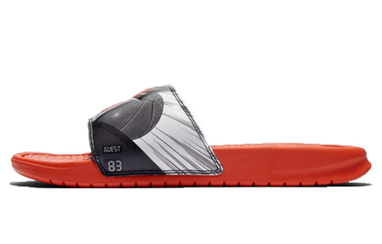 

Шлепанцы Nike Benassi с принтом, серо-красный