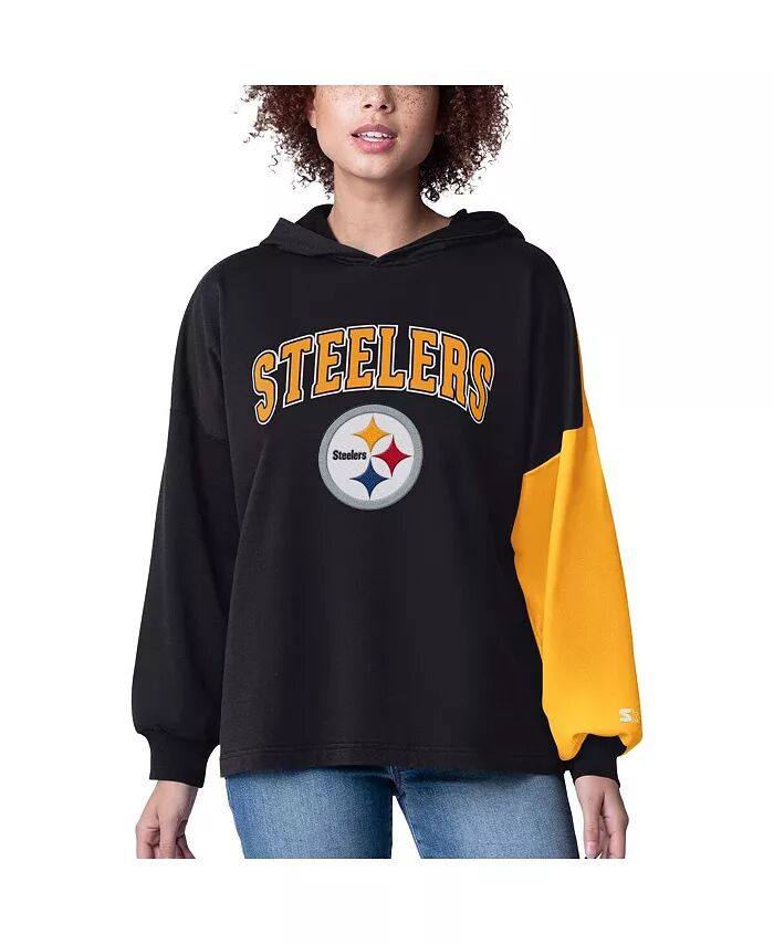 

Женская черная толстовка с капюшоном Pittsburgh Steelers Power Move с длинным рукавом Starter