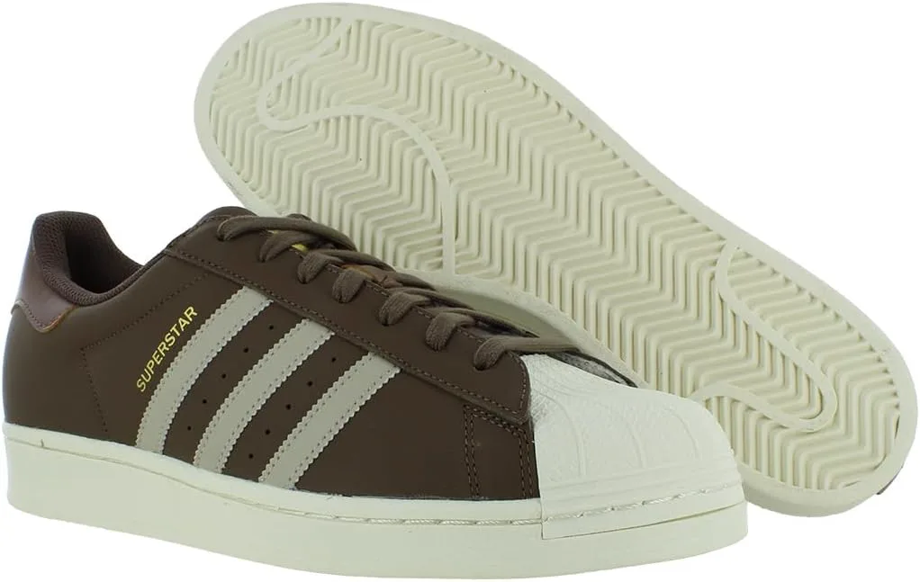 Мужские кроссовки Adidas Superstar на шнуровке, серый/металлик/коричневый — фото 4
