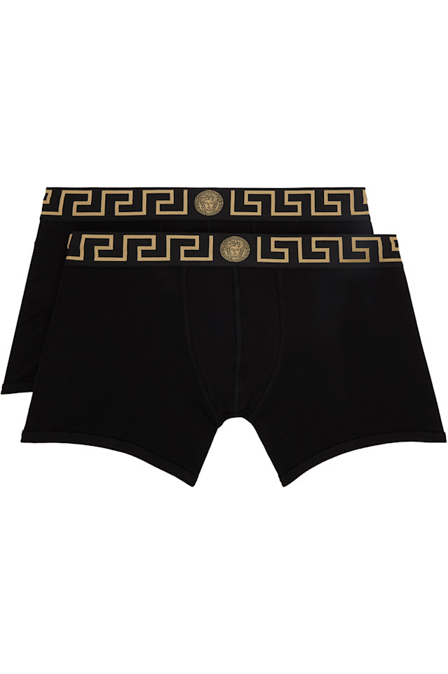 

Два боксерских брифа с греческим орнаментом, черные Versace Underwear, черный