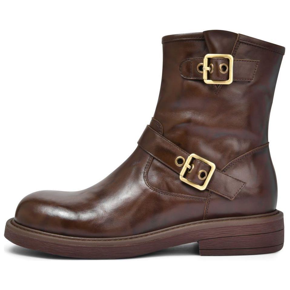 TOOMANYSHOES Панк-преппи женские ботинки до щиколотки коричневые, цвет Brown
