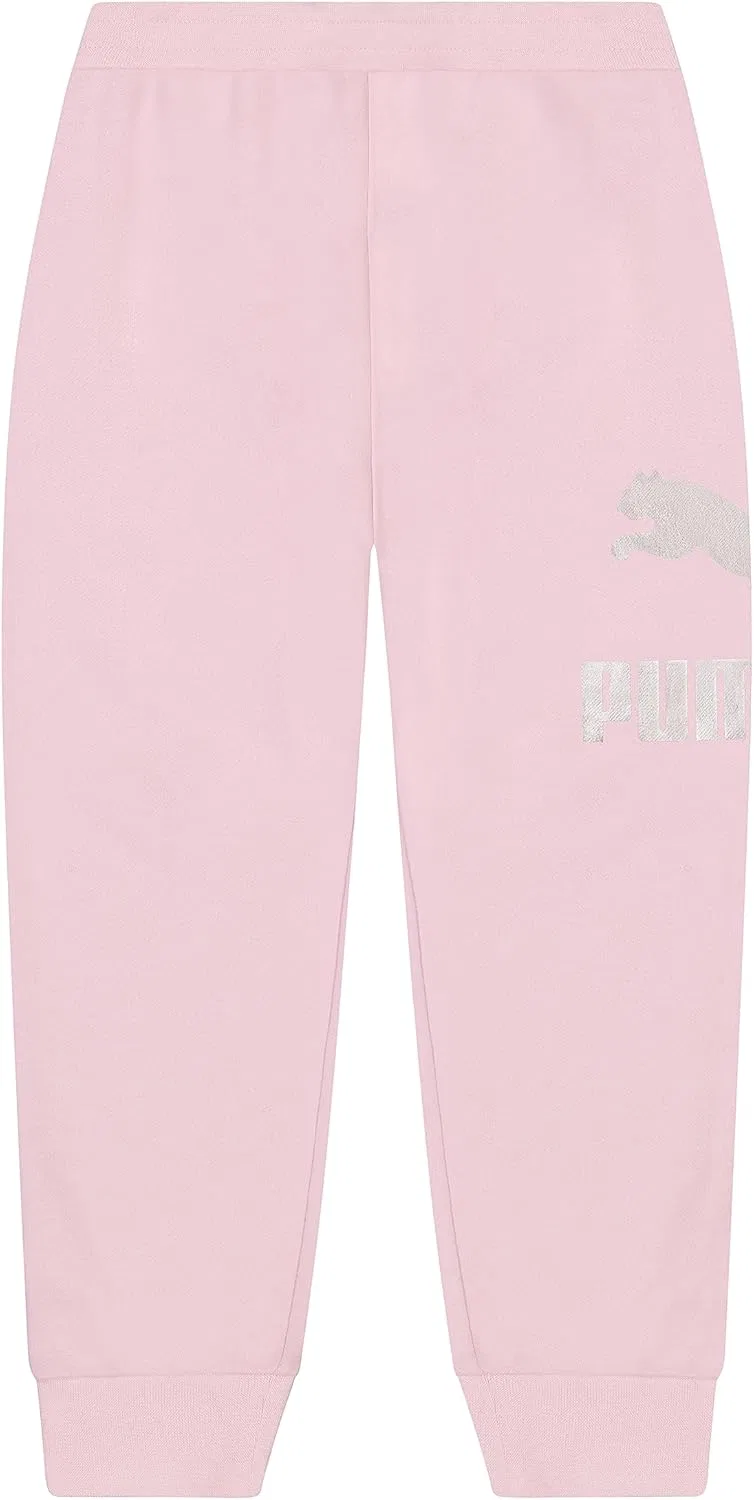 Детские спортивные брюки Puma с логотипом Core Logo, на флисовой подкладке, с эластичным поясом, легко надеваются, Chalk Pink