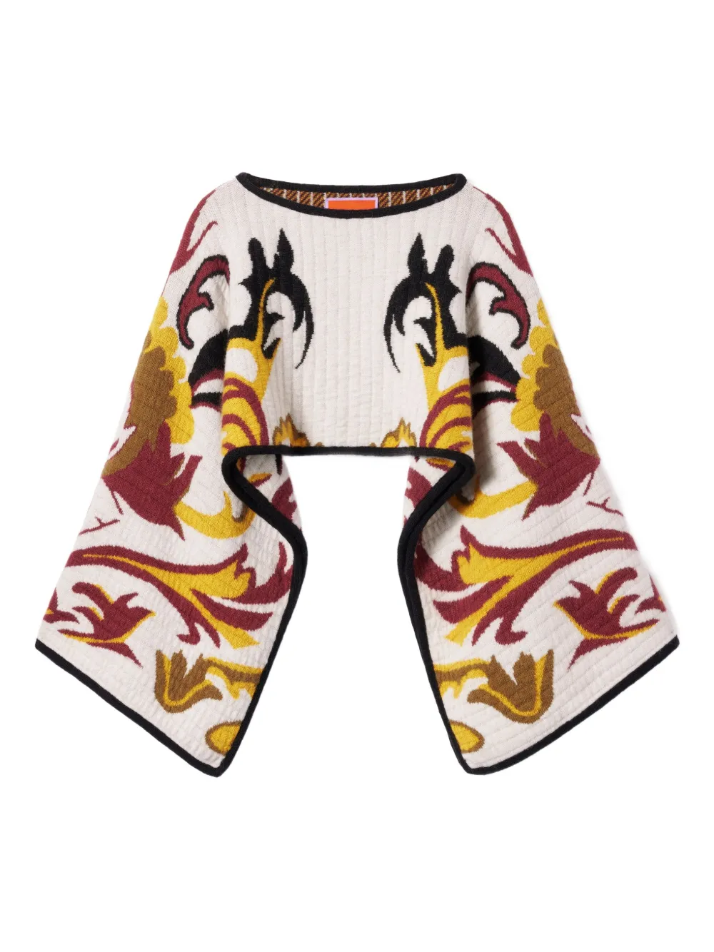 

Шаль с широкими рукавами и цветочным узором La Doublej, белый