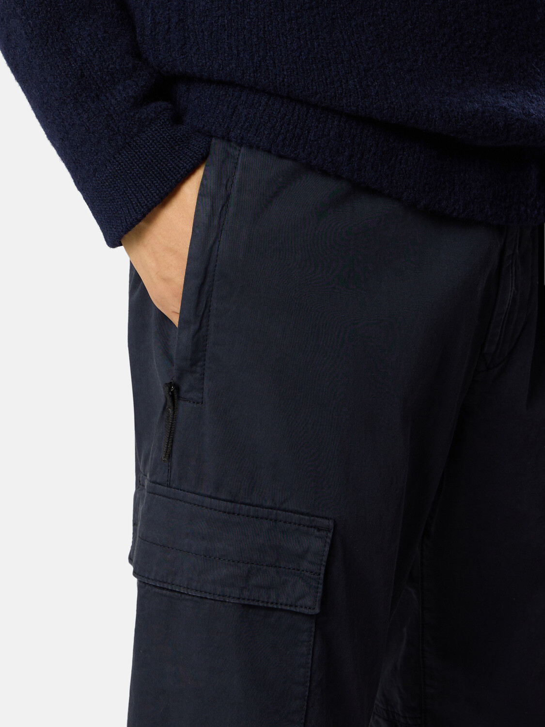 Брюки-карго обычного зауженного кроя с эластичным поясом Stone Island 3100033 SATIN IN 93% ORGANIC COTTON / 5% WOOL / 2% ELASTANE, Navy Blue — фото 4