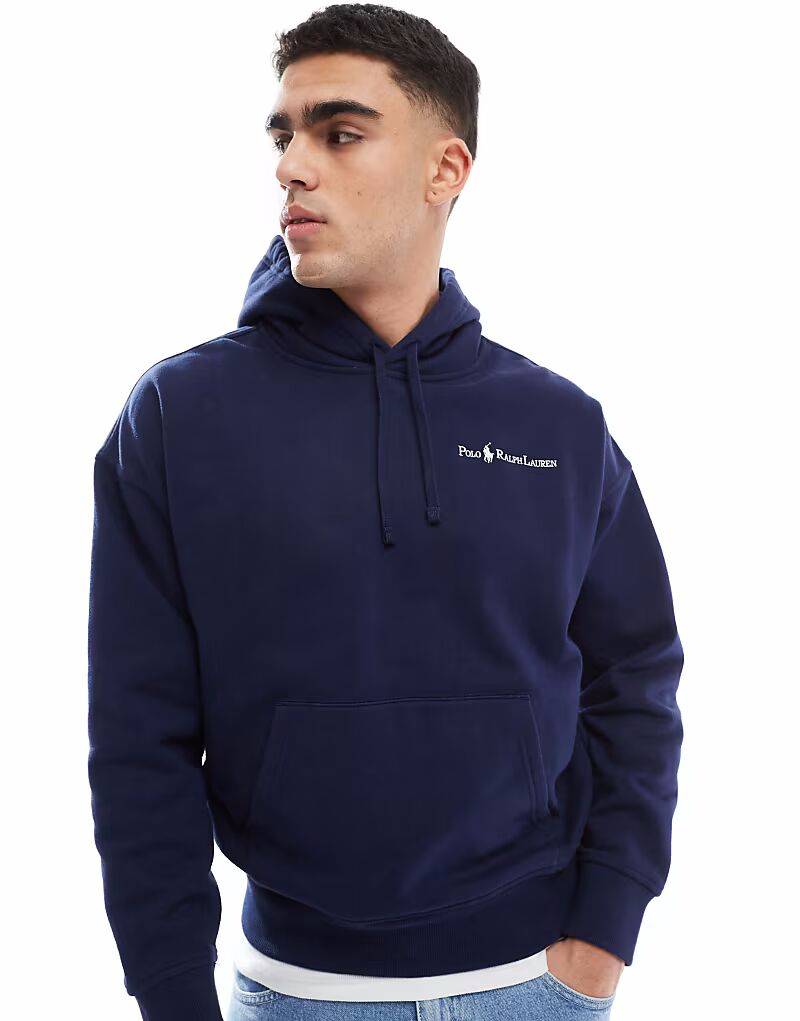 

Толстовка свободного кроя из плотного флиса с логотипом игрока Polo Ralph Lauren темно-синего цвета