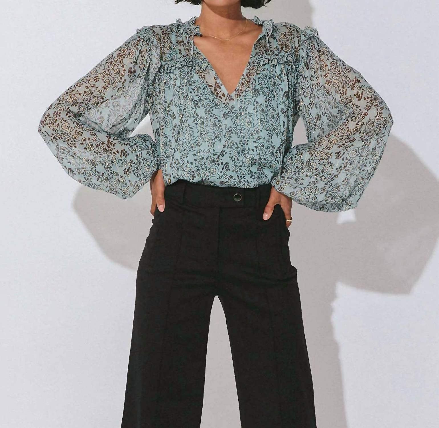 

Блузка Лоретта с цветочным принтом «Ирис» Cleobella, цвет iris floral print
