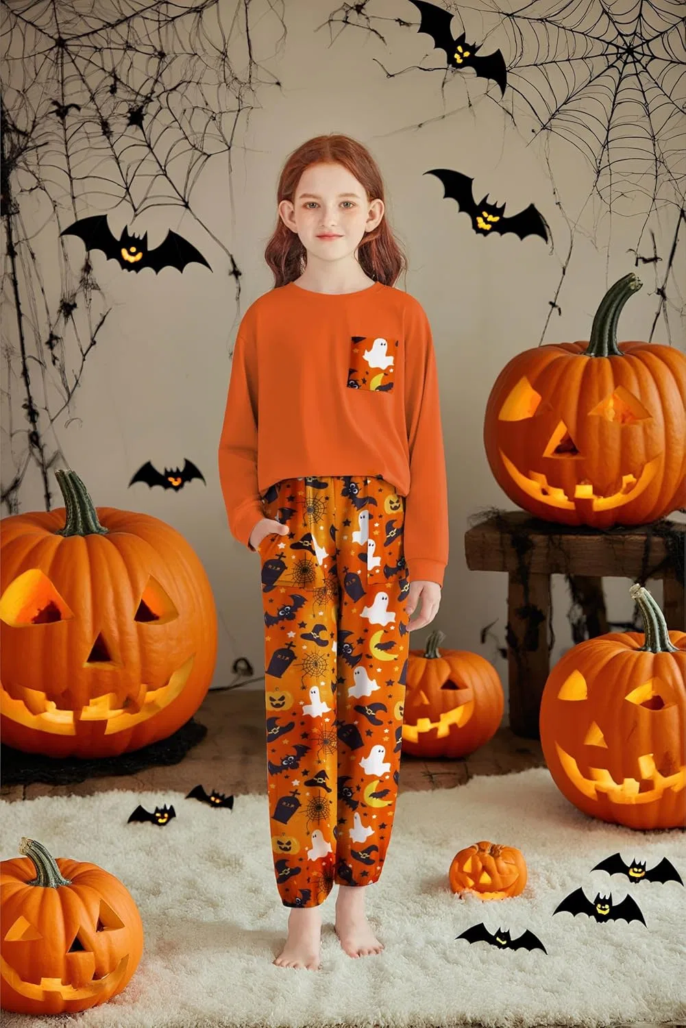 Детский спортивный костюм из толстовки и штанов Arshiner, Orange&print — фото 2